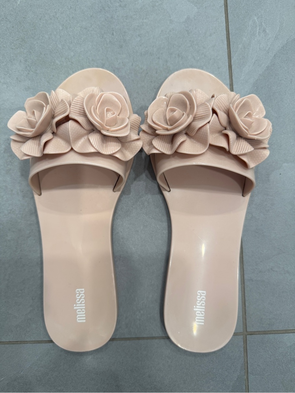 Melissa Women's Blush Pink Floral Jelly Slide Sandals